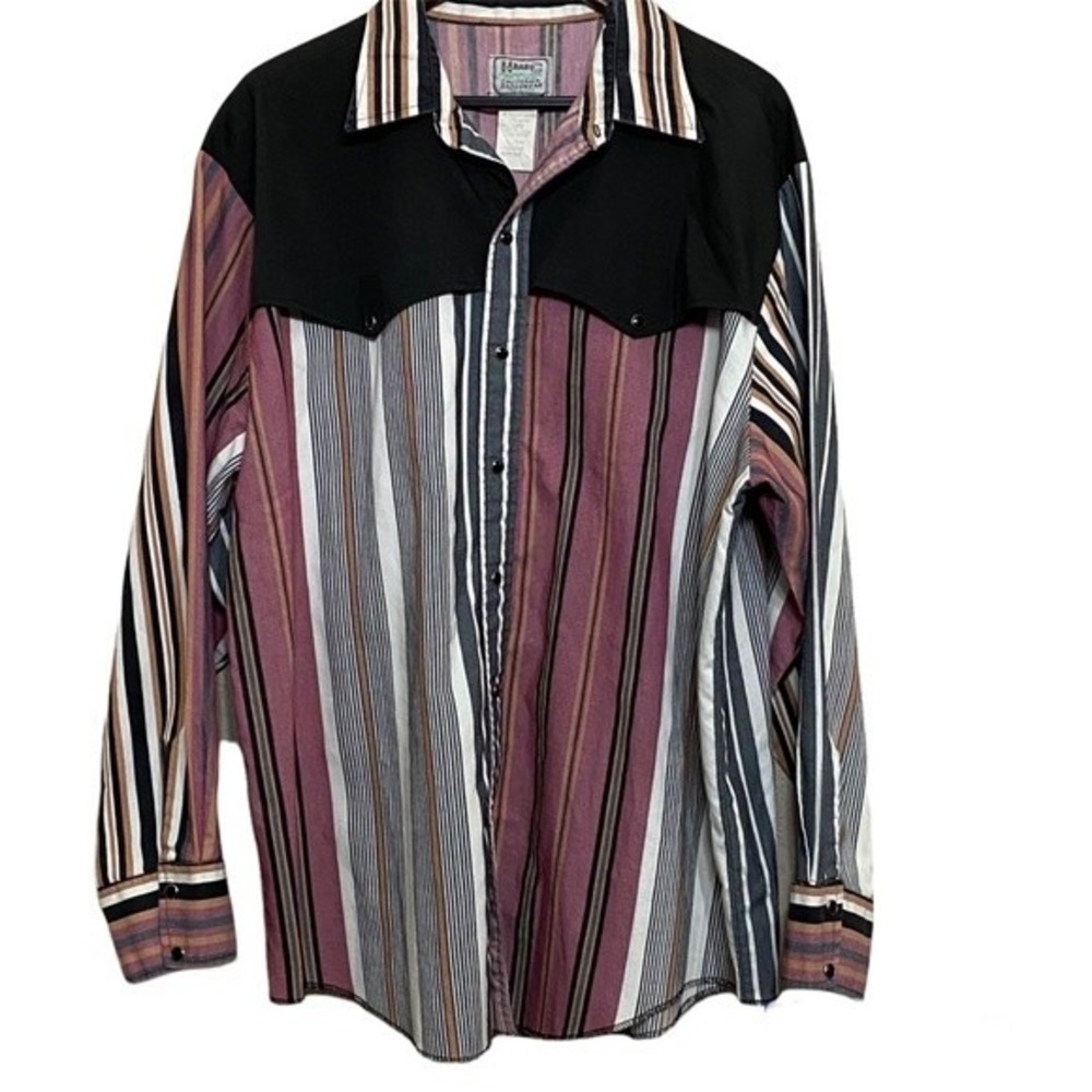 Vintage H Bar C  Black Pearl Snap Shirt Size XL